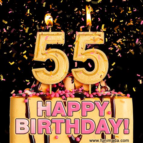 55 anniversary of the birthday, Candle in the form of numbers. . Happy 55th birthday gif